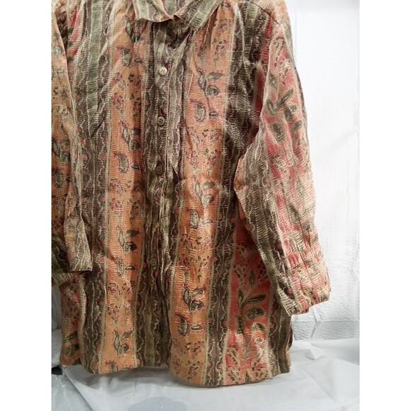 TC THE TRAVEL COLLECTION Button Down Shirt 3/4 Sleeve 1X Women's Multicolor - Picture 2 of 7